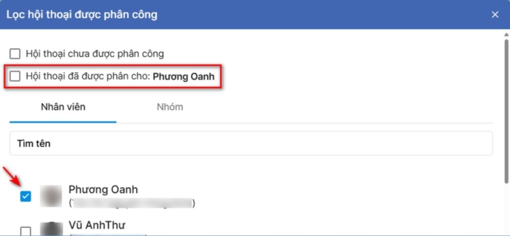 Phần mềm có thể phân công hội thoại cho nhân viên