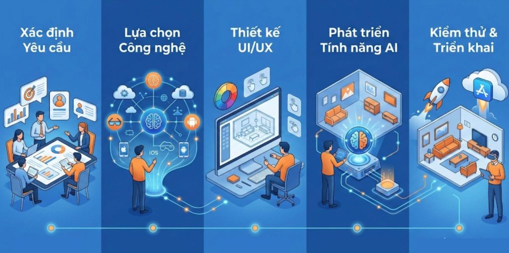 Các bước xây dựng app thiết kế nội thất ai như home ai