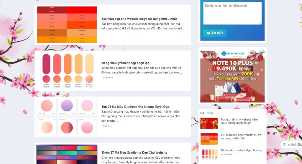 Trang trí tết cho website bằng ảnh nền