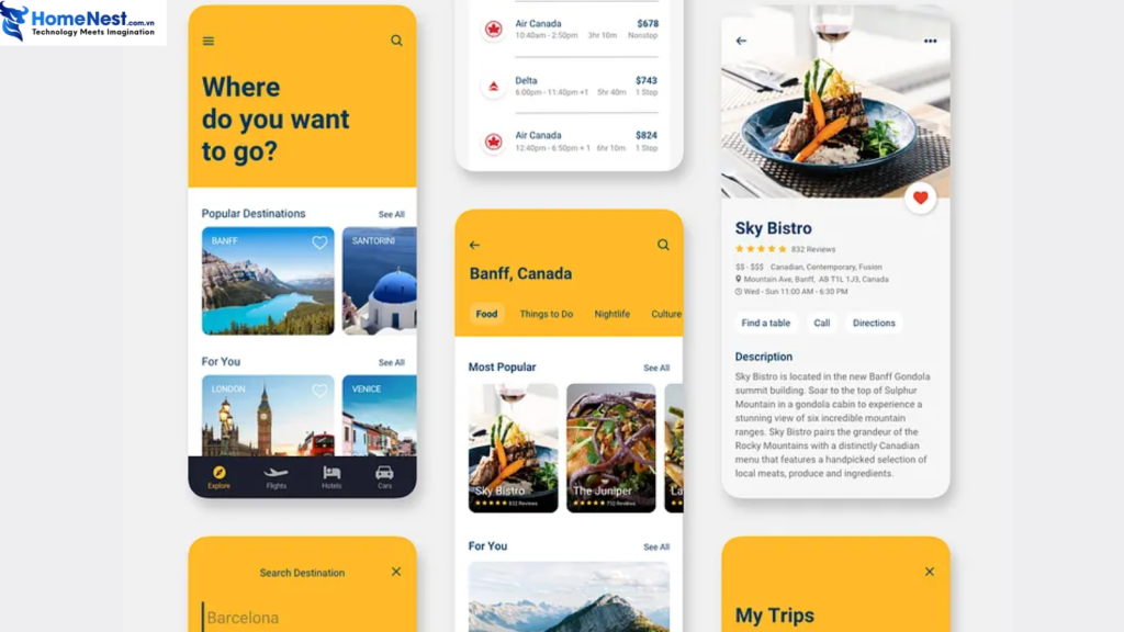 Các tính năng bắt buộc của app như expedia
