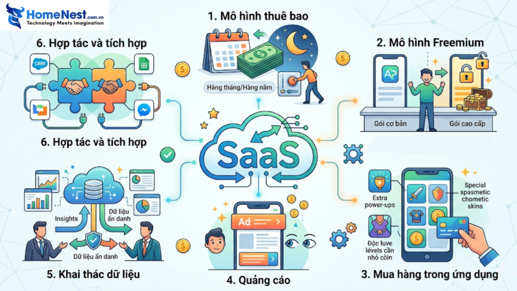 6 mô hình kiếm tiền phổ biến cho ứng dụng saas