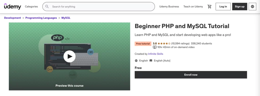 Top 10 Khóa Học Back-End Developer Tốt Nhất 5 Beginner php and mysql tutorial