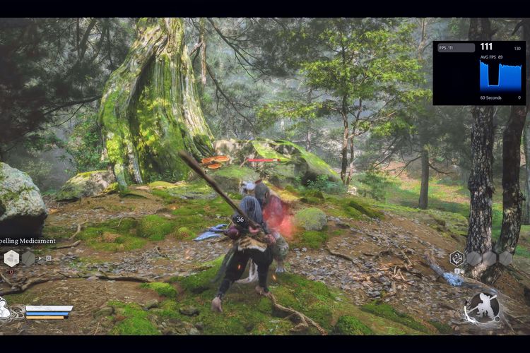 Fitur DLSS 4 Multi Frame Generation meningkatkan FPS secara drastis saat memainkan game berat, seperti Black Myth: Wukong. 

