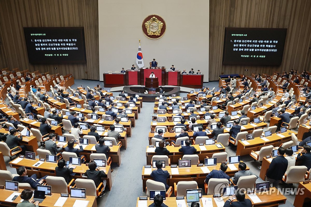 "내란규명"·"입법폭주" 여야 특검연장 필버격돌…내일 표결전망(종합2보) | 연합뉴스