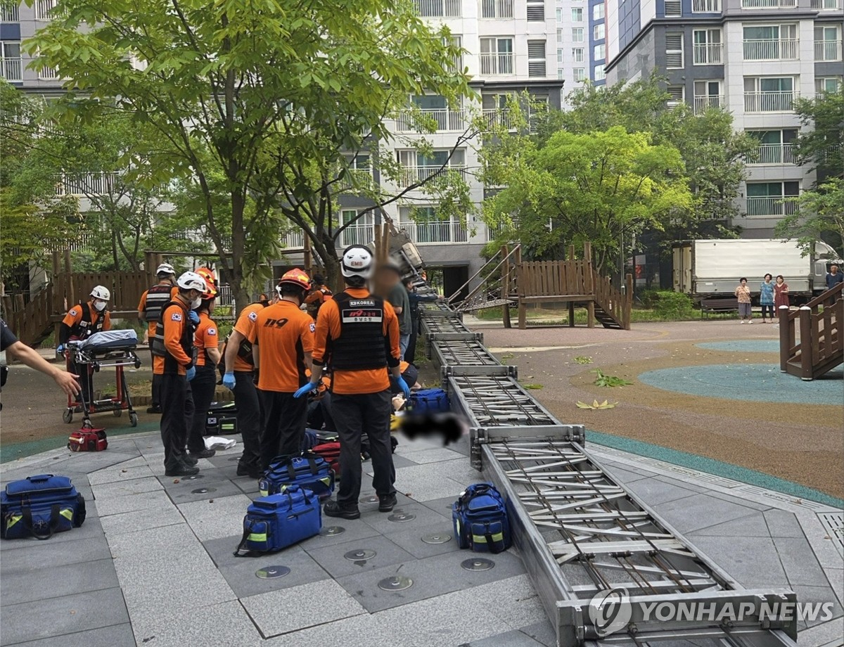 아파트 단지 내 이삿짐 사다리에 깔린 초등생 숨져 | 연합뉴스