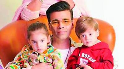 Karan Johar with his kids Yash and Roohi