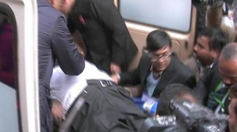 Lok Sabha member and former union Minister E Ahamed being taken to hospital. (Photo: video grab)