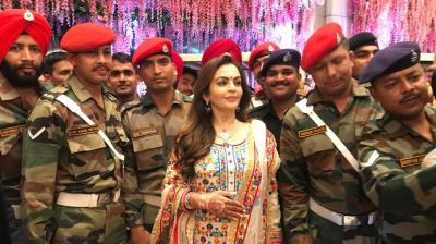 Nita Ambani with Indian soldiers.
