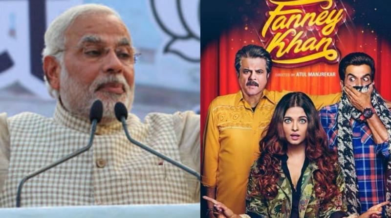 Narendra Modi; Fanney Khan poster.