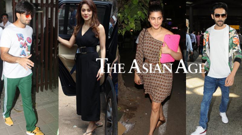 Snapped: B-town celebs Ranveer, Kartik, Nushrat, Shruti step out in style