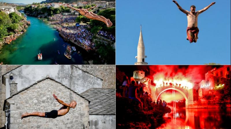 Thrill seekers participate in annual diving competition in Bosnia