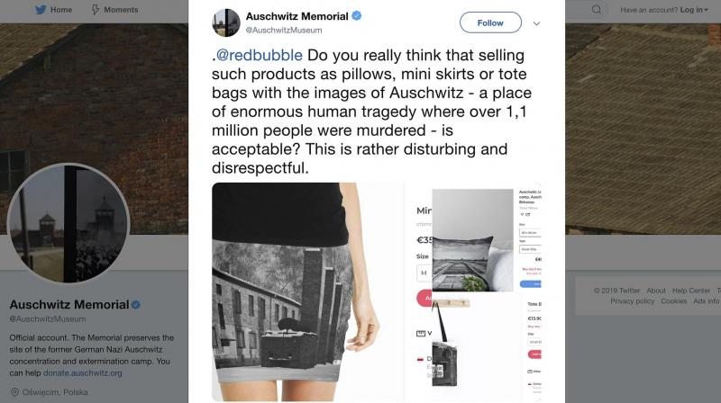 The items that caused offense were created by various designers and carried black-and-white post-war images of Auschwitz and the railway tracks leading into the Birkenau extermination camp and its gas chambers. (Photo: AP) The items that caused offense were created by various designers and carried black-and-white post-war images of Auschwitz and the railway tracks leading into the Birkenau extermination camp and its gas chambers. (Photo: AP)