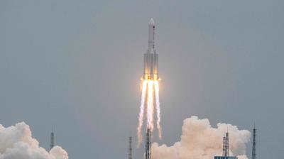 China’s biggest rocket landed in the Indian Ocean on Sunday