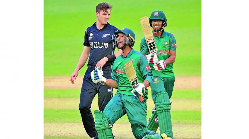 Bangladesh hero Mahmadullah celebrates his teams stunning win over New Zealand. (Photo: AP) Bangladesh hero Mahmadullah celebrates his teams stunning win over New Zealand. (Photo: AP)