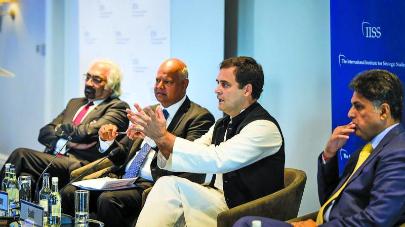 Congress president Rahul Gandhi in a panel at International Institute for Strategic Studies in London. (Photo: PTI) Congress president Rahul Gandhi in a panel at International Institute for Strategic Studies in London. (Photo: PTI)