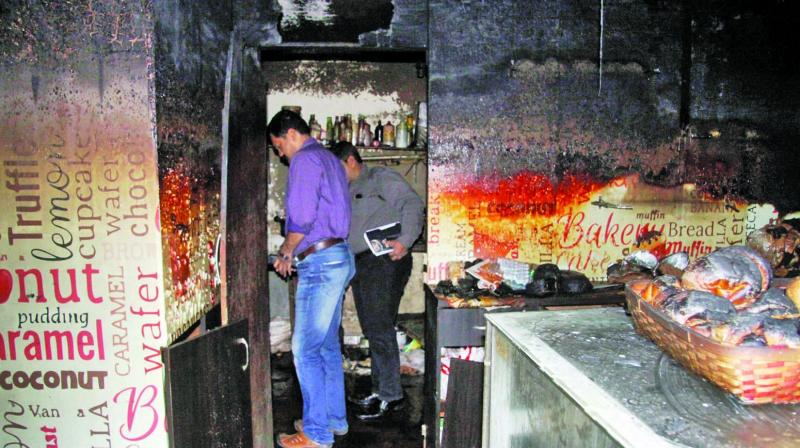 The bakerys entrance was locked from outside. The bakerys entrance was locked from outside.