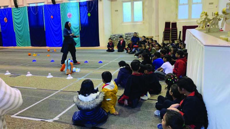 Asma Ajaz-Ali trains kids at a  temple in Birmingham..