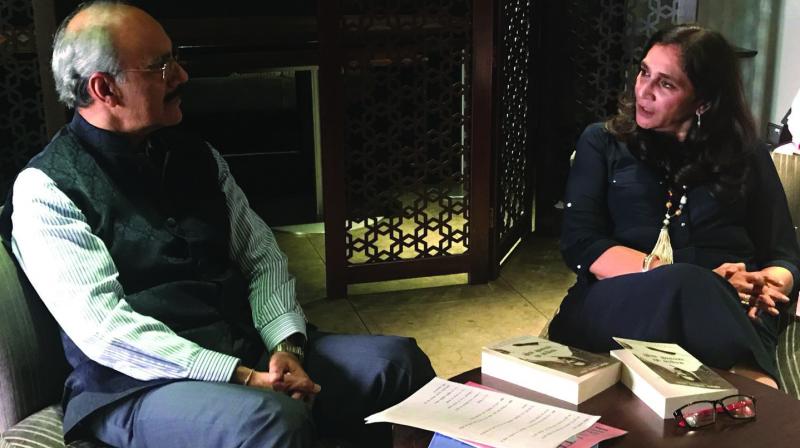 Vijay Rana, senior journalist and former deputy head of BBC Hindi Service London (left) with author Neelima Dalmia Adhar at Kalam London third series on June 3.