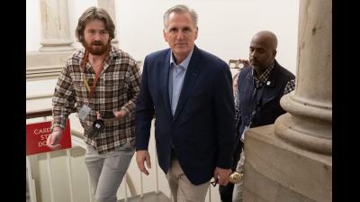 Former US House Speaker Kevin McCarthy (R-CA) arrives at the US Capitol in Washington, DC, on October 5, 2023. (Photo by SAUL LOEB / AFP)