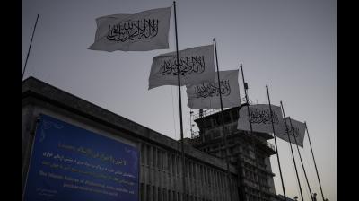 The Taliban’s policy of talk-and-fight had by the beginning of last summer positioned them to catapult themselves into power. Image of Taliban flags flutter at the airport in Kabul, Afghanistan. (AP)