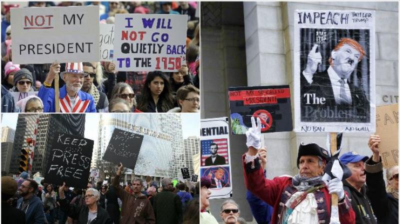 Build bridges, not walls: Anti-Trump protesters hold Not My President march