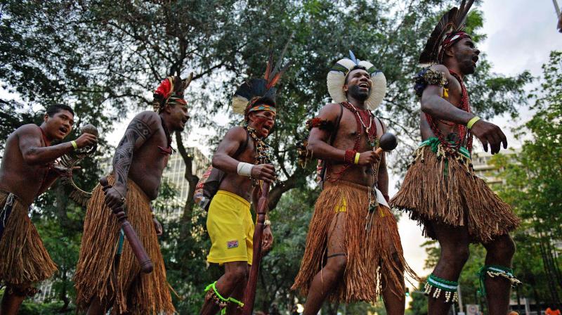 Indigenous Brazilians use rituals to protest against land threats