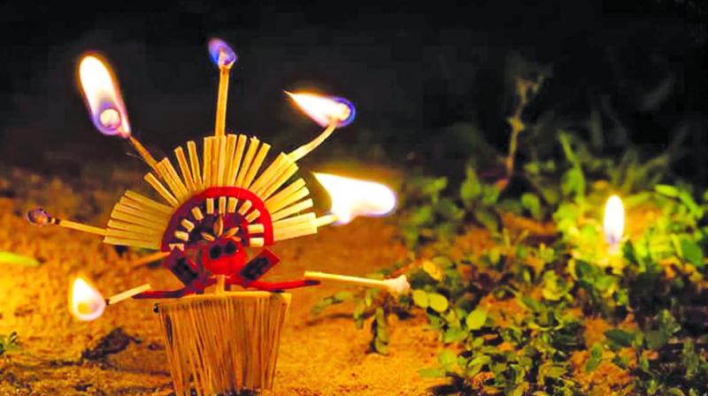Another piece close to his heart is on Theyyam art, which was an experiment with clay and matchsticks. Another piece close to his heart is on Theyyam art, which was an experiment with clay and matchsticks.