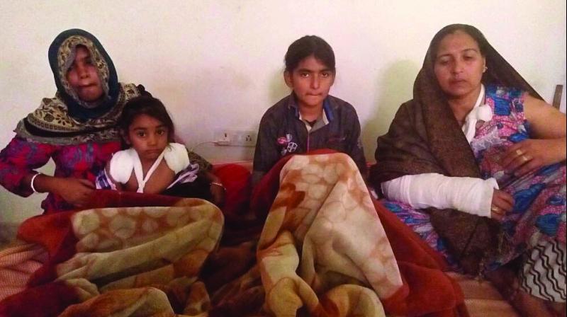 The women, who were attacked, at their home in Chhtarpur. The women, who were attacked, at their home in Chhtarpur.