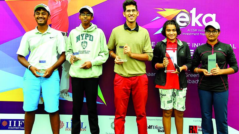 Five players from the IFL Wealth Golf Invitational Faldo Series-India regional qualifiers qualify for the IIFL Wealth Invitational Faldo Series, India final. (From left to right) Ronil Kakodkar (U-18 Boys), Abhiraj Sind Chauhan (U -16 Boys), Dhruv Suri ( U-21 Boys), Gauri Kharade (U-21 Girls) and Manya Saini (U-18 Girls). Five players from the IFL Wealth Golf Invitational Faldo Series-India regional qualifiers qualify for the IIFL Wealth Invitational Faldo Series, India final. (From left to right) Ronil Kakodkar (U-18 Boys), Abhiraj Sind Chauhan (U -16 Boys), Dhruv Suri ( U-21 Boys), Gauri Kharade (U-21 Girls) and Manya Saini (U-18 Girls).