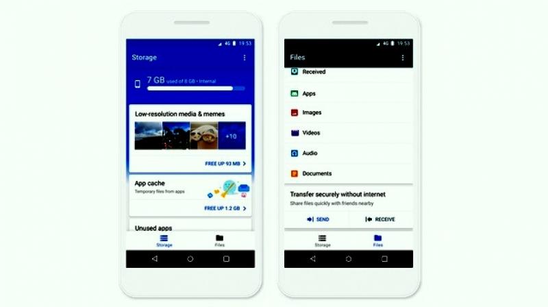 The app provides personalized suggestions about which files to delete, whether its unused apps, large files, duplicate files or low-resolution videos and memes detected using Googles mobile vision technology.