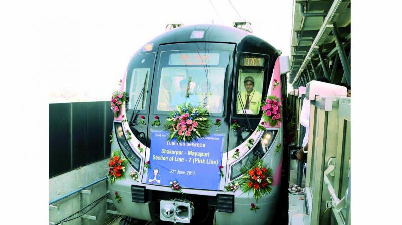 A new train arrives for the trial run on Thursday. (Photo: PTI)