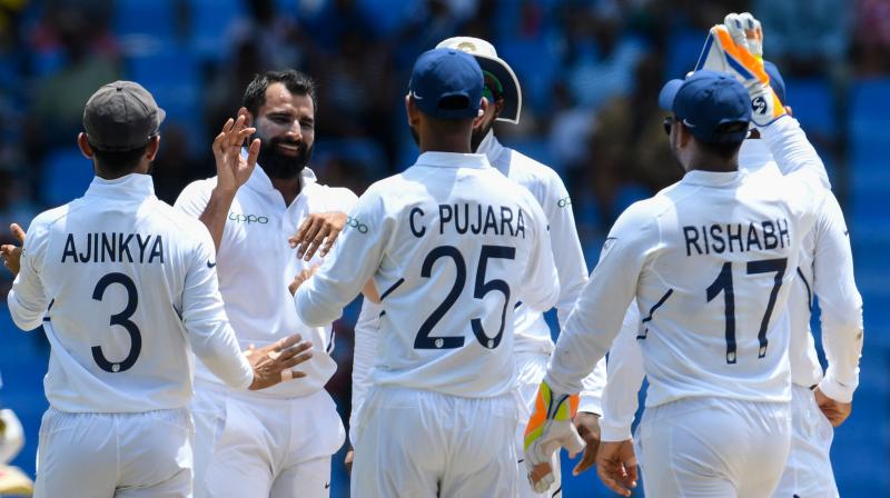 Ishant Sharma bagged five wickets while Bumrah, Shami, and Jadeja scalped one wicket each. (Photo: AFP) Ishant Sharma bagged five wickets while Bumrah, Shami, and Jadeja scalped one wicket each. (Photo: AFP)