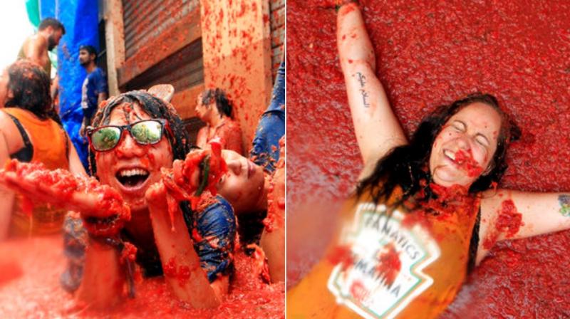 Spains annual tomato fight festival is utter mayhem