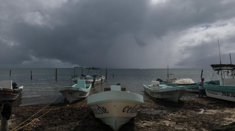 Boats sit closer to the shore after they were secured by fishermen preparing for the arrival of Hurricane Delta in Puerto Juarez, Cancun, Mexico, Tuesday, Oct. 6, 2020. Hurricane Delta rapidly intensified into a potentially catastrophic Category 4 hurricane Tuesday on a course to hammer southeastern Mexico and then continue on to the U.S. Gulf coast this week. (AP)