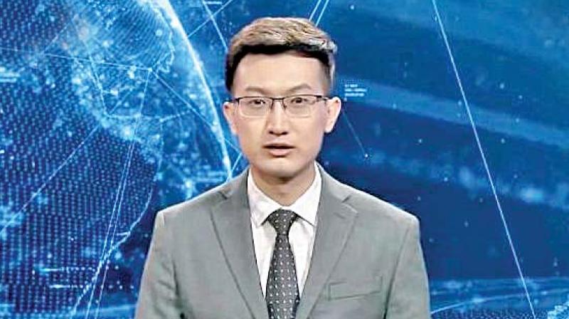 The AI news presenter unveiled by Xinhua.