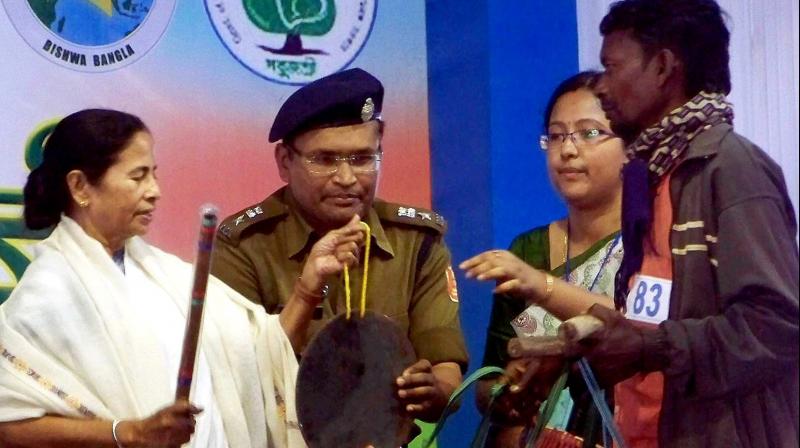 CM Mamata Banerjee during the inauguration of Sabujshree programme in Bankura on Monday. (Photo: PTI) CM Mamata Banerjee during the inauguration of Sabujshree programme in Bankura on Monday. (Photo: PTI)