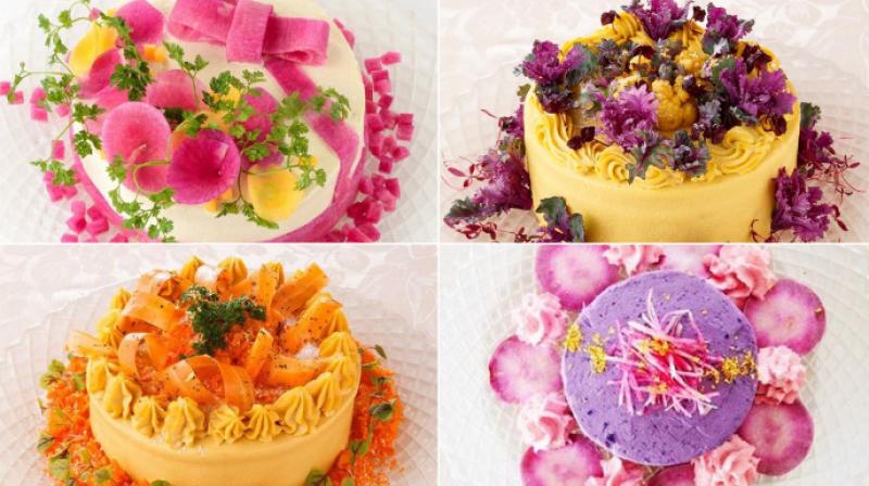 Japanese chef creates colourful salad cakes for healthy eaters