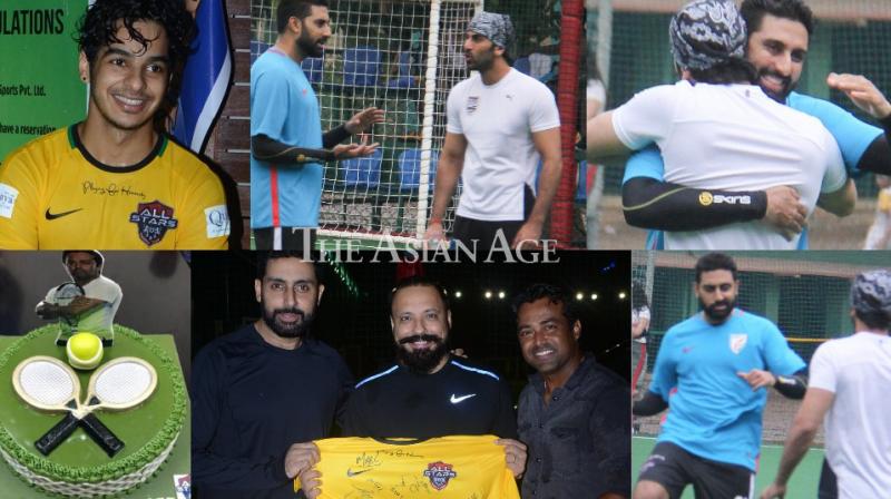 Ranbir, Abhishek bond over football, All Stars present gift to Leander Paes