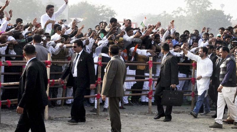 Congress Vice-President Rahul Gandhi at Public Meeting in Baran, Rajasthan. (Photo: PTI) Congress Vice-President Rahul Gandhi at Public Meeting in Baran, Rajasthan. (Photo: PTI)