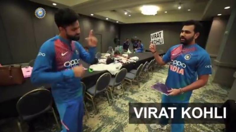 On Friday, BCCI uploaded a video of Rohit Sharma playing a game of heads up with Ravindra Jadeja. (Photo: Twitter/BCCI) On Friday, BCCI uploaded a video of Rohit Sharma playing a game of heads up with Ravindra Jadeja. (Photo: Twitter/BCCI)
