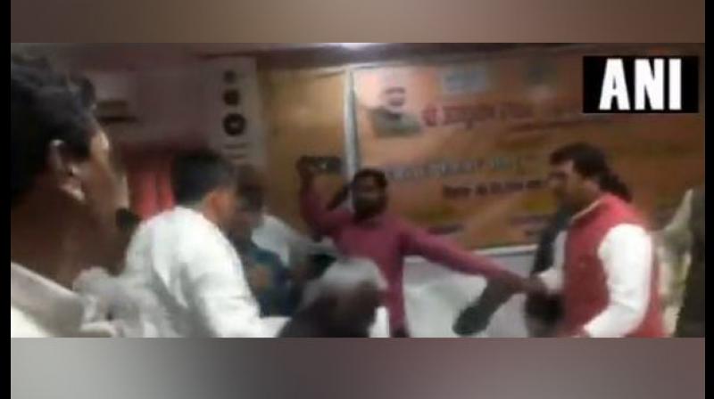 Tripathi hit Baghel with his footwear to which the MLA also retaliated by slapping the MP. (Photo: ANI)