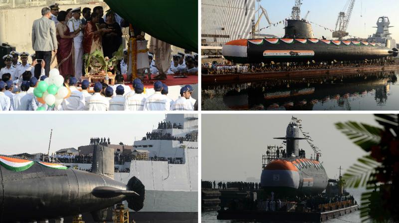 Second Scorpene class submarine Khanderi launched in Mumbai