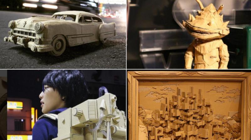 Japanese woman creates art out of cardboard boxes and it is amazing