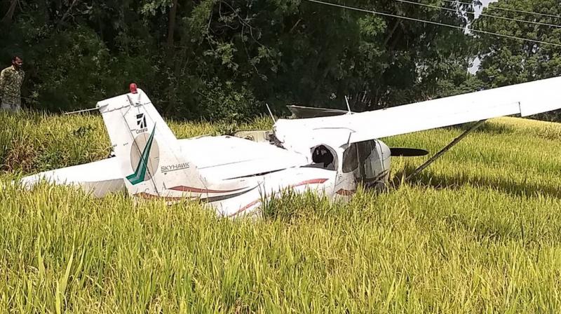 The trainee pilot suffered minor injuries and has been hospitalised. (Photo: ANI/Twitter)