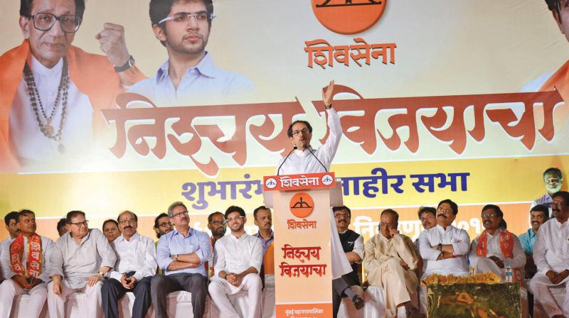 Shiv Sena chief Uddhav Thackeray addresses the crowd at the rally at Chira Bazaar. (Photo: Asian Age) Shiv Sena chief Uddhav Thackeray addresses the crowd at the rally at Chira Bazaar. (Photo: Asian Age)