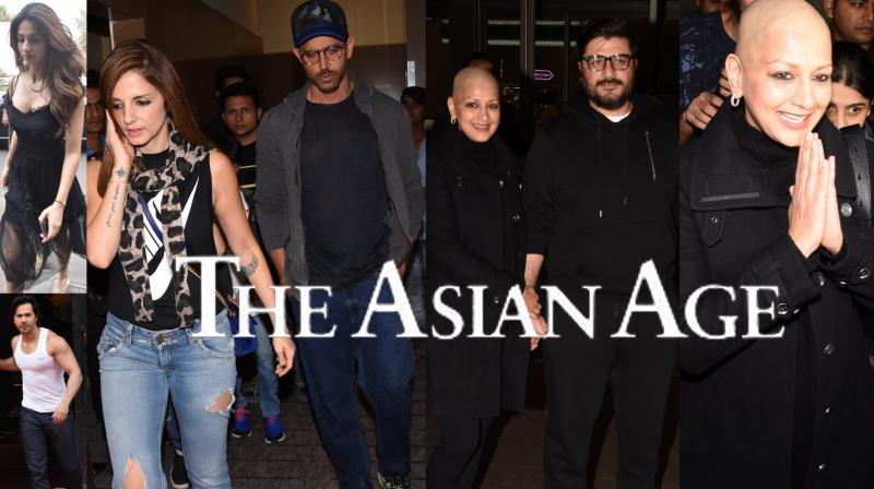 Sonali Bendre returns to Mumbai with husband, Hrithiks well-spent day Sonali Bendre returns to Mumbai with husband, Hrithiks well-spent day