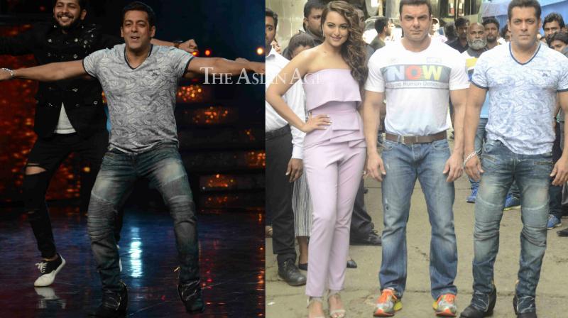Salman grooves with Sonakshi, Sohail as he promotes Tubelight