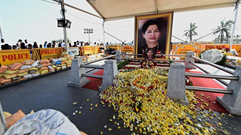 Burial spot were AIADMK Supremo J Jayalalithaa was laid to rest. (Photo: PTI) Burial spot were AIADMK Supremo J Jayalalithaa was laid to rest. (Photo: PTI)