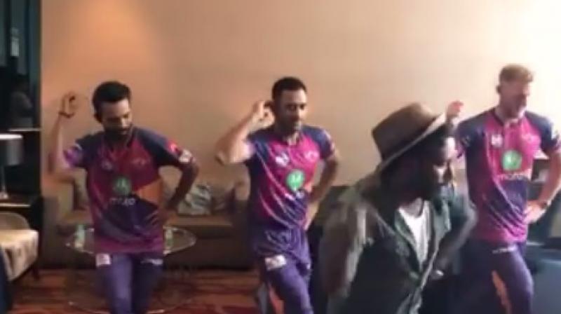 Ajinkya Rahane shared a new clip which shows MS Dhoni having a good time dancing. (Photo: Screengrab) Ajinkya Rahane shared a new clip which shows MS Dhoni having a good time dancing. (Photo: Screengrab)