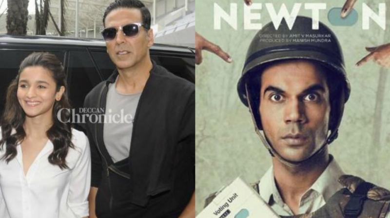 Akshay Kumar and Alia Bhatt, a poster of Rajkummar Rao starrer 'Newton.' Akshay Kumar and Alia Bhatt, a poster of Rajkummar Rao starrer 'Newton.'